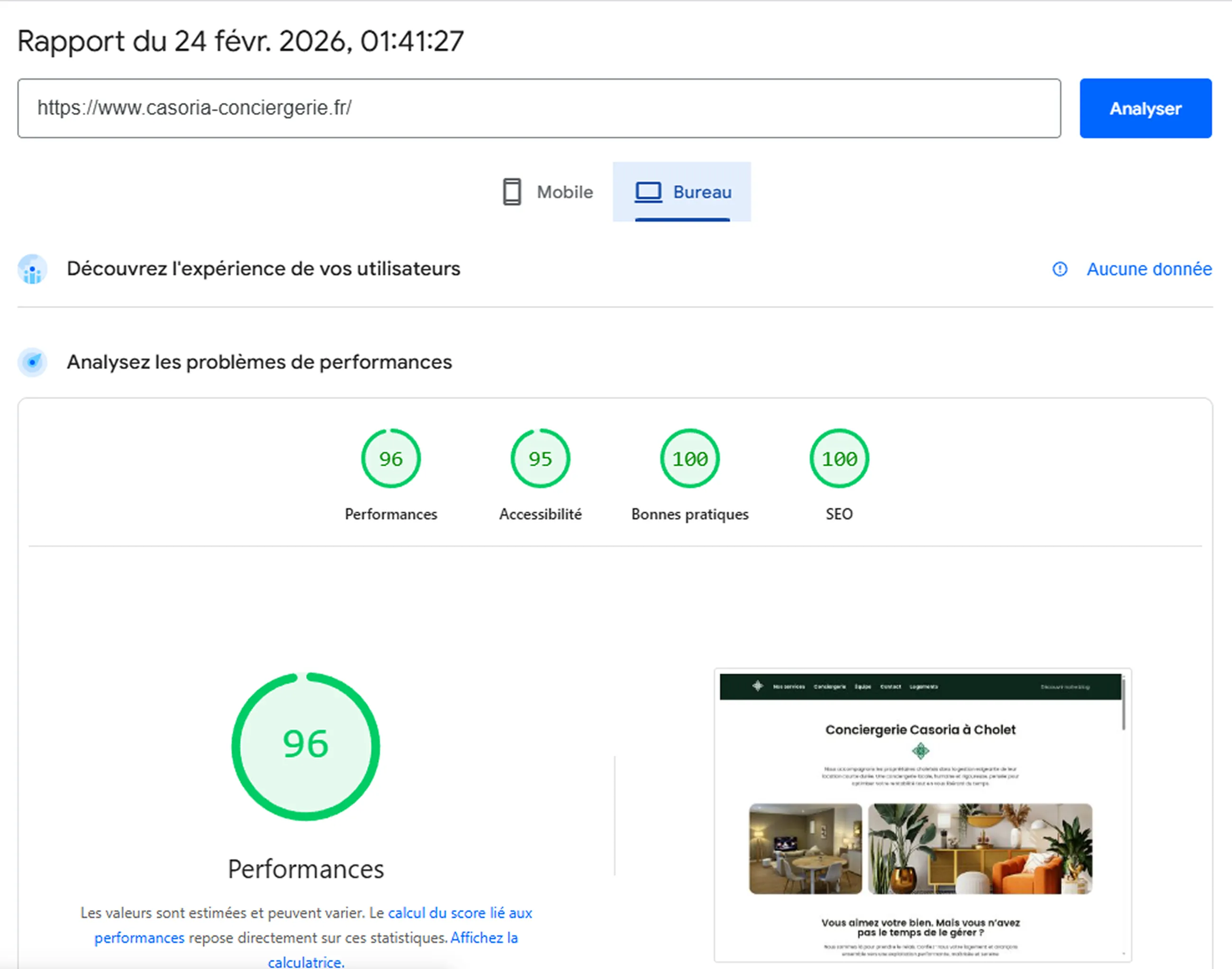 Score PageSpeed Insights 100/100