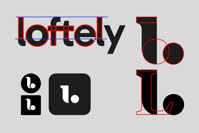 Grille de conception géométrique du logo Loftely