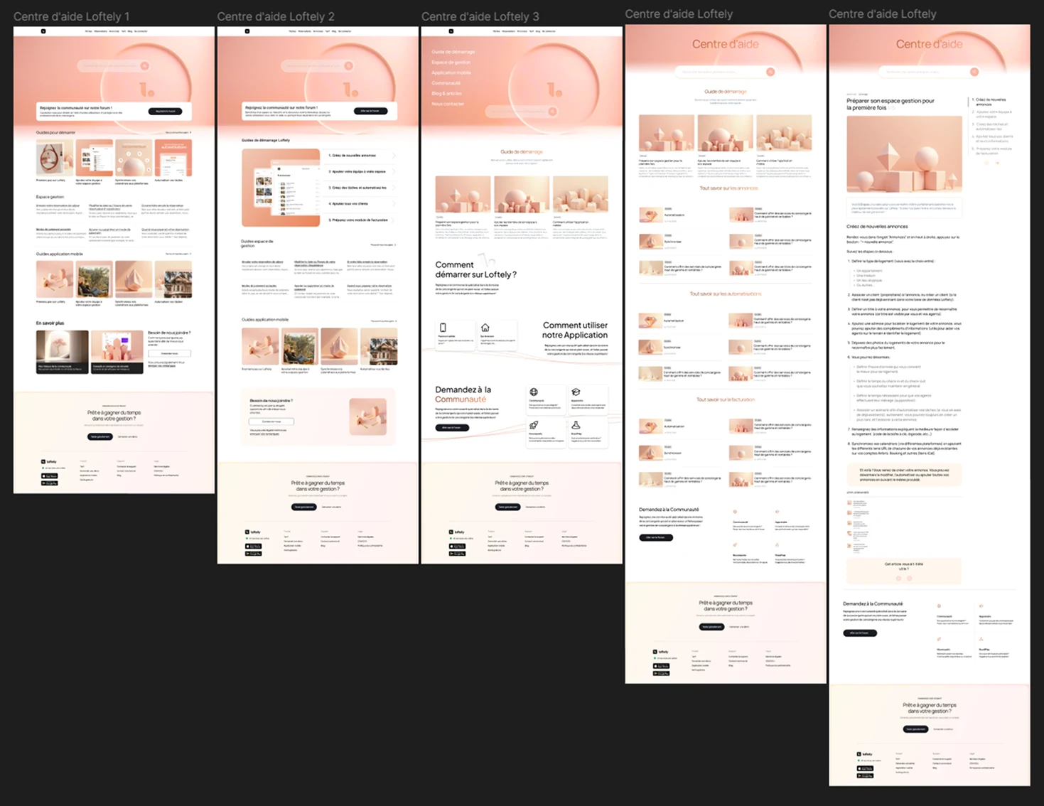 Maquette de l'interface UI SaaS Loftely avec calendrier et gestion des logements